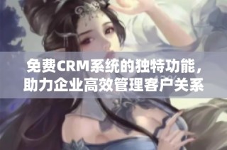免费CRM系统的独特功能，助力企业高效管理客户关系